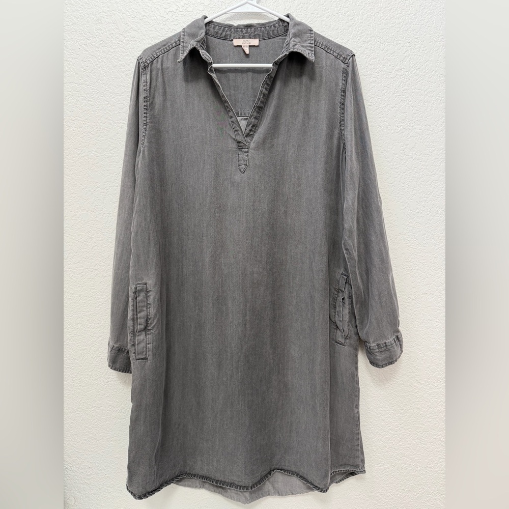 Como Vintage Charcoal Long-Sleeve Collared Shirt Dress Women’s Size Medium